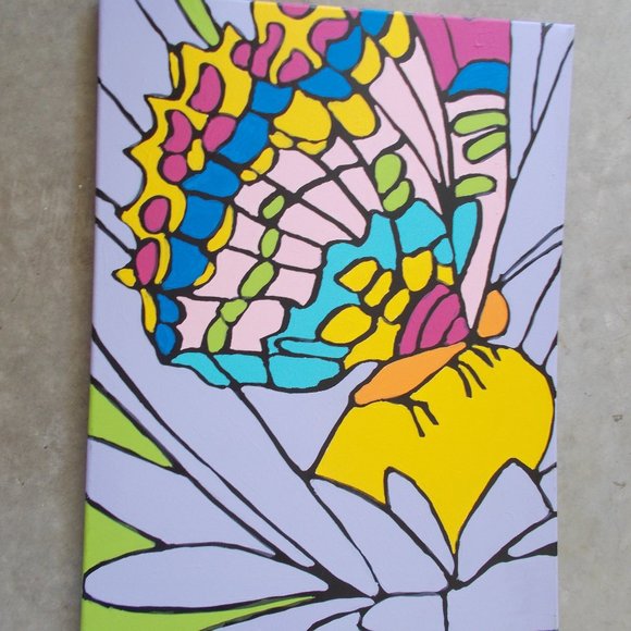 Butterfly Fun acrylic painting, 18"x24" - Picture 4 of 5